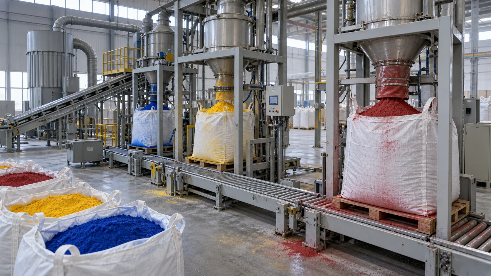 Pigment packing line with bulk bags