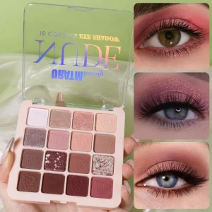 1-Palette Mineral Powder Eyeshadow with Blush, Highlighter, and Contour, Matte Glitter Finishes