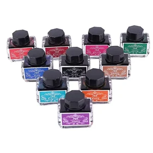 10-Color Calligraphy Pen Ink Set with 15 ml Bottles for Fountain and Dip Pens