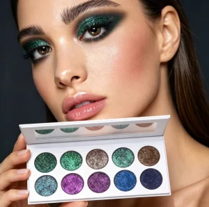 10-Color Chameleon Duochrome Pigment Eyeshadow Palette Luminous Metallic Finish for Deep Skin Tones