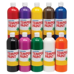 10-Color Washable Tempera Paint Set for Kids, 16oz Bottles