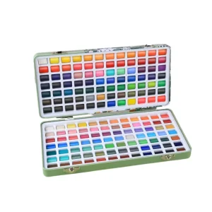 100/128/168-Color Pearlescent Solid Watercolor Paint Set for Art and Office Painting