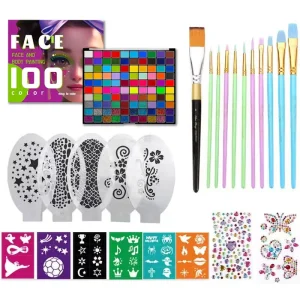 100-Color Washable Face and Body Paint Kit for Kids