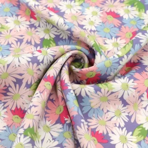100% Polyester Organic Stretch Lightweight Flower Printed 50D Elastic Satin Chiffon Fabric for Girls’ Fashion Dresses