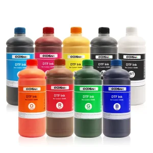 1000ml 9 Colors Non Sediment Fluorescent Rgbo Cmyk White DTF Pigment Ink Set for epson Xp600 I3200 I1600 Dx7 L805 L1800 Printer