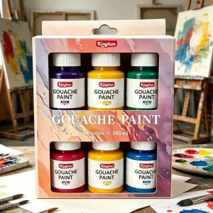 100ml 6 Colors Gouache Paint Bottle Kit Smooth Texture Art Supplies for Beginner Color Training with Color Box
