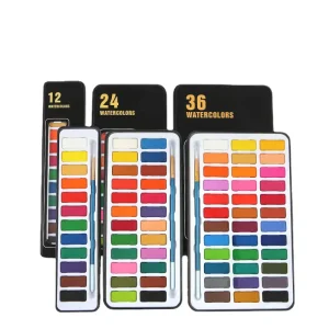 12 24 36 48 Colors Solid Water Color Paint Set DIY Drawing Watercolor Pigment Kits