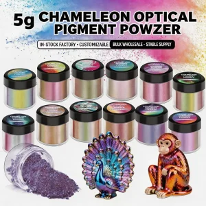 12-Color 5g Chameleon Mica Powder, Metallic Color-Shift Pigment for Resin Art, Slime, and Crafts