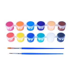 12-Color Acrylic Paint Pot Strip 5ml Mini Paint Set with Brush for Kids