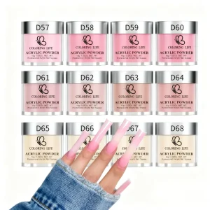 12 Color Acrylic Powder Set Nude Carving Nail Polymer Tip Extension Fast Dry Crystal Dipping Powder Pigment For DIY Salon