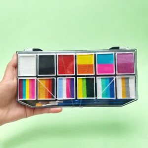 12-Color Gradient Face Paint Palette with Brushes Portable Non-toxic Kid-safe