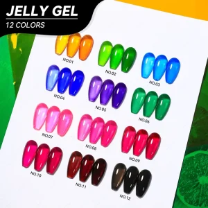 12-Color Jelly Gel Translucent Neon Gel Nail Polish, Supplier