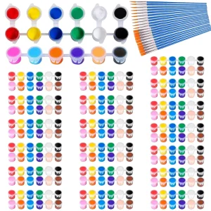 12-Color Mini Acrylic Paint Set with 20 Brushes for Children and Adults 3ml Capacity