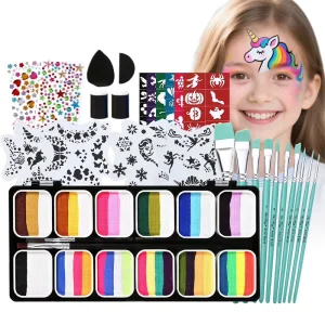 12-Color Rainbow Gouache Body and Face Paint Set for Kids