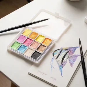 12-Color Shimmer Watercolor Paint Pan Set