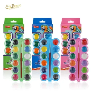 12-Color Solid Watercolor Paint Set with Paintbrush and Detachable Transparent Lid