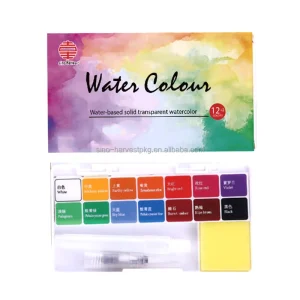 12-Color Solid Watercolor Set with Detachable Portable Palette