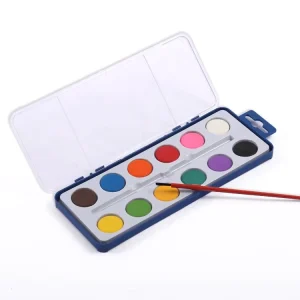 12-Color Washable Solid Watercolor Paint Set with Plastic Box
