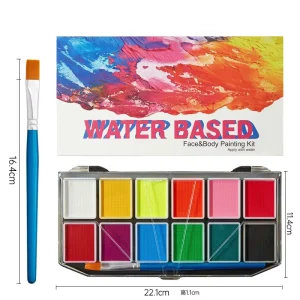 12-Color Watercolor-Based Washable Face and Body Paint for Kids