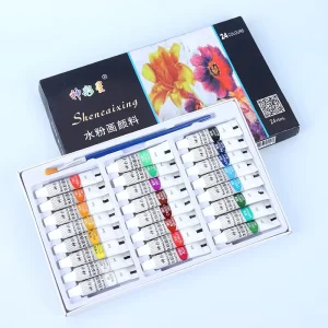 12-Color and 24-Color Gouache Paint Sets for Children and Art Students
