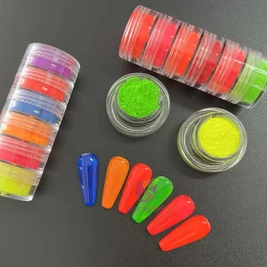 12 Colors 6-Set Jar UV Neon Gel Polish Powder Fluorescent Titanium Pigment 1kg