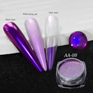 12 Colors AA Set Chameleon Mirror Powder Kit Multichrome Pigment for Professional Manicure and Beauty Supply