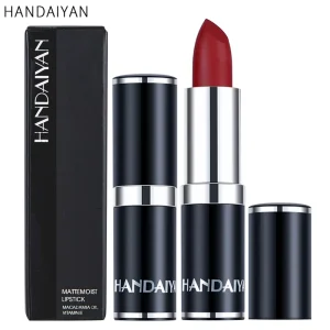 12 Colors Black Tube Matte Lipstick Set Waterproof Macadamia Oil Hydrating Non Stick Velvet Lipstick Beauty Makeup 2 in 1