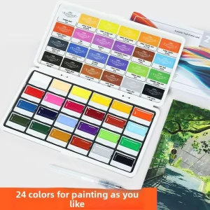 12 Colors Metallic Watercolor Paint Set Portable Solid Watercolor Cakes for Artists Beginners Art Supplies