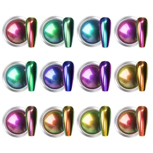 12 Colors Nail Glitter Mirror Magic Mirror Powder Chameleon Chrome Powder Metal Frosted Pigment Nail Charm Jewelry Decoration