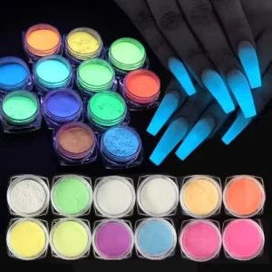 12 Colors Neon Fluorescent Luminous Nail Art Decor Resin Craft Supplies Glow in the Dark Powder Phosphor Pigment Powder