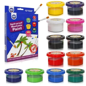 12 Colors Washable Semi-Solid Kids Paint Set Spill-Proof Non-Toxic DIY Drawing Paint