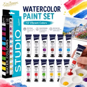 12ml 12-Color Non-Toxic Watercolor Paint Set with MSDS Certificate