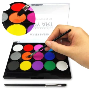 15-Color Non-Toxic Face Paint Kit for Halloween and Parties