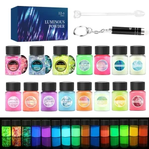 15 Colors Luminous Inorganic Titanium Pigment Powder Coating Pigment Nail Art Epoxy Resin DIY Craft Fluorescent Glow 20g