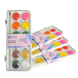 16-Color Watercolor, Acrylic, and Oil Paint Set with Palette