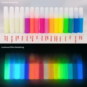 16 Colors Luminous Acrylic Pigment Waterproof High Glow Fluorescent Paint DIY Art Painting Glow in Dark Fluid Pouring for Canvas