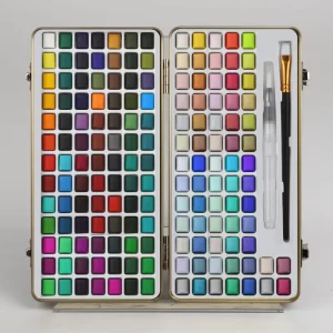 160-Color Solid Watercolor Painting Kit with Paint Brush for Travel