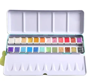 18/24/36-Color Metallic Solid Watercolor Cake Set with Gold Pigment