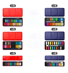 18-Color Children’s Watercolor Painting Set with Iron Box Packaging and Paper, Non-Toxic
