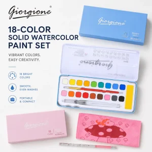 18-Color Solid Watercolor Paint Set with Tin Box Factory Direct Supply