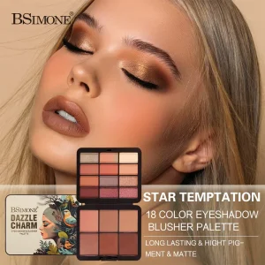 18 Shades Multi Use Eye Blush Highlight Palette Matte Shimmer Waterproof 2 Tones OEM ODM Private Label Customized Logo