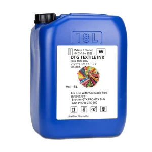 18L White Textile Pigment DTG Ink with Chip for GTX, GTX Pro B, and GTX 600 Printers