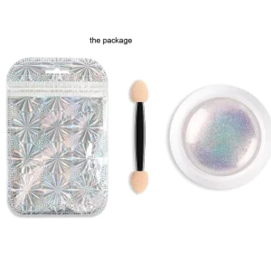 1Jar 0.4g Mermaid Neon Chrome Nail Powder Pearl Fairy Rainbow Mirror Effect Powder Polish Chrome Pigment Nail Art Glitter Dust