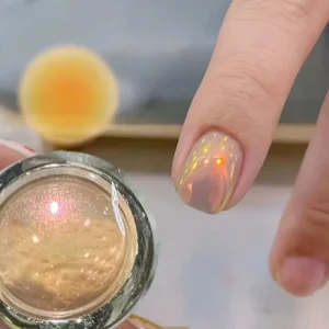 1Jar Aurora Orange Chrome Nail Powder Moonlight Mirror Nail Glitter Pigment Metallic Effect Pigment UV Gel Polish Powder