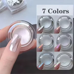 1Jar Shimmer Moonlight Mirror Powder Metallic Silver Effect Chrome Powder Glitter Aurora Magic Pearl Nail Acrylic Powder