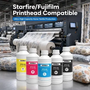 1L CMYK White Printing DTG Textile Ink For Starfire Fujifilm SG600 Printhead Direct To Garment Large Format Printer