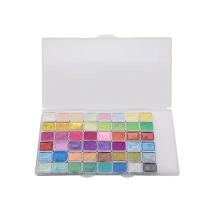 1ml Metallic Solid Non Toxic Eco Friendly Watercolor Kit 48 Pearl Colors Transparent Plastic Box for Coloring Canvas