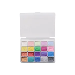 1ml Watercolor Paint Set 20 Pearl Colors Metallic Portable Box for Canvas Painting Beginners and Professionals