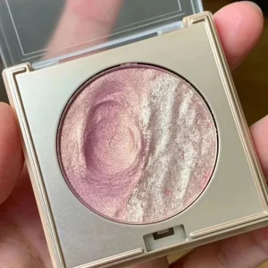 2-Color Pink Shimmer Eyeshadow Palette with Cream Highlighter, Blush, and Contour