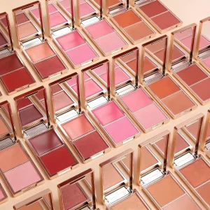 2-in-1 Cream and Powder Blush Palette Long-Lasting Vegan Waterproof